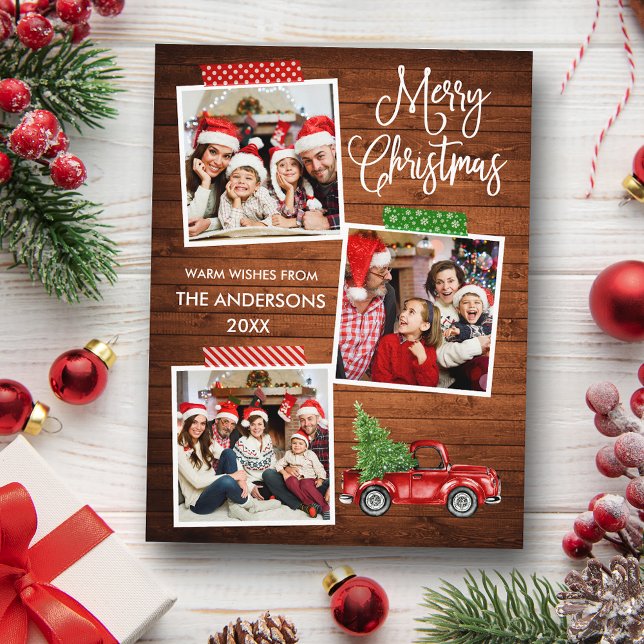 Carte Postale Amusants Calliage artisanat Bande Camion Bois Noël (Customize to change your personalized text size or text style.)