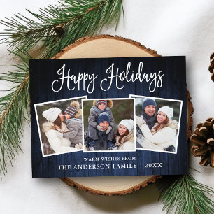 Carte Postale Amusants Calligraphie Bleu Bois 3 Photo Holiday