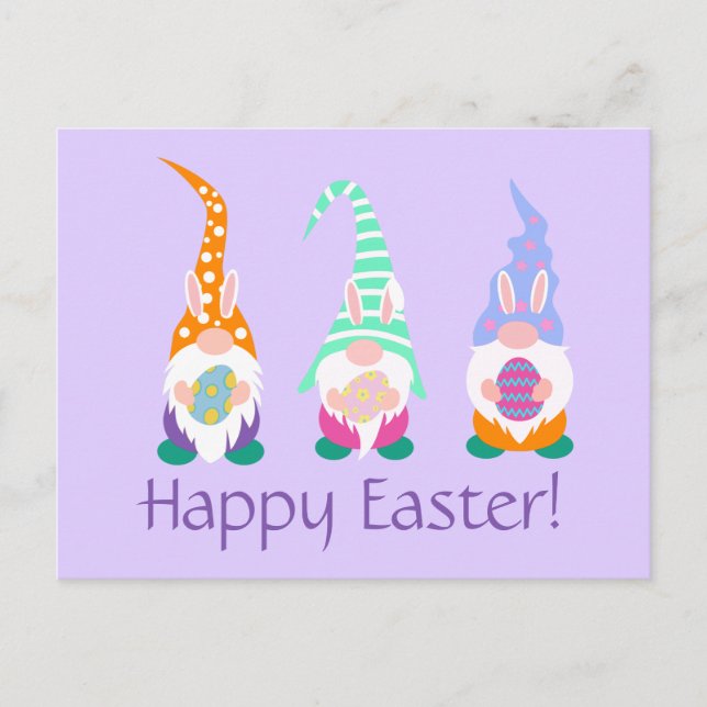 Carte Postale Amusants Gnomes de Pâques Joyeux Lapin Oreilles Pr (Devant)