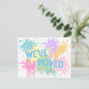 Carte Postale Amusants Nous avons Moved Pastel Paint Splash Cart