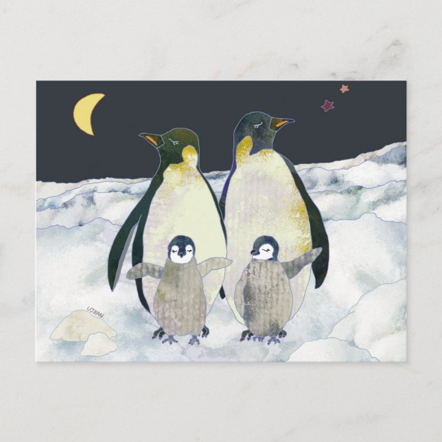 Carte Postale Amusement de la famille Penguin (Devant)