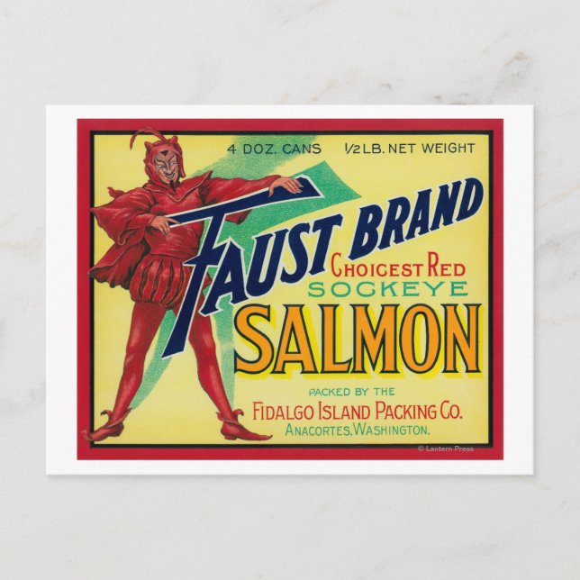 Carte Postale Anacortes, Washington - Coque Saumon Faust Étiquet (Devant)
