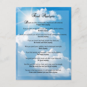 Carte Postale Analyse finale : "Fais-le de toute façon"