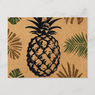 Carte Postale Ananas avec Feuilles tropicaux