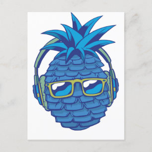 Carte Postale Ananas bleu cool