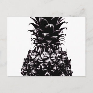 Carte Postale Ananas noir blanc gris Abstrait