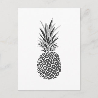 Carte Postale Ananas noir et blanc minimaliste