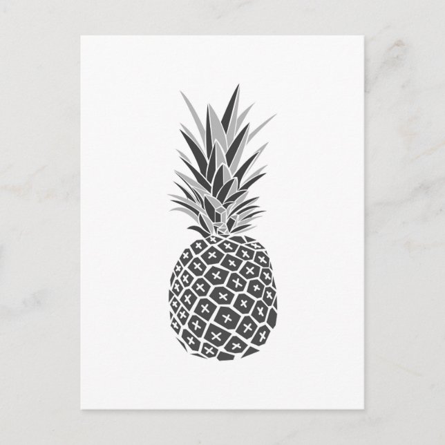 Carte Postale Ananas noir et blanc minimaliste (Devant)