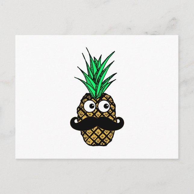 Carte Postale Ananas Tropical drôle avec Googly Eyes Moustache (Devant)