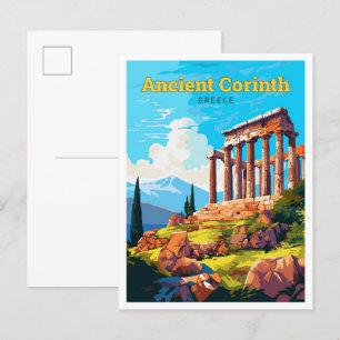 Carte Postale Ancien Corinthe Grèce Voyage Illustration Vintage