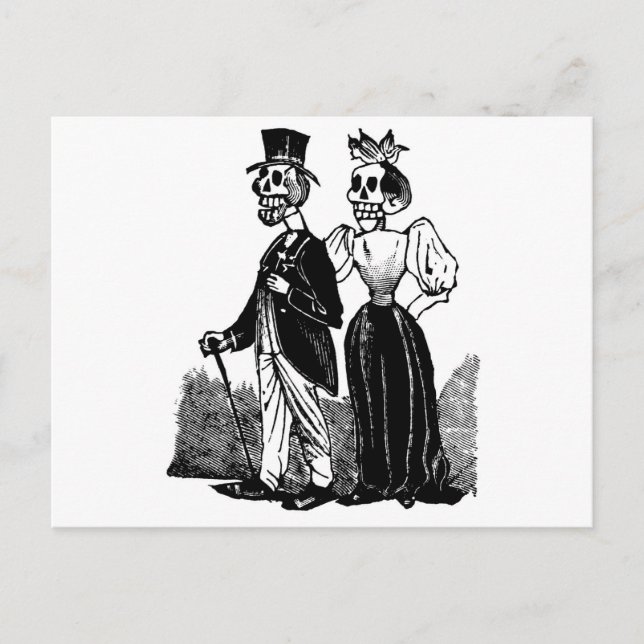 Carte Postale Ancien couple de squelette vers le début des année (Devant)