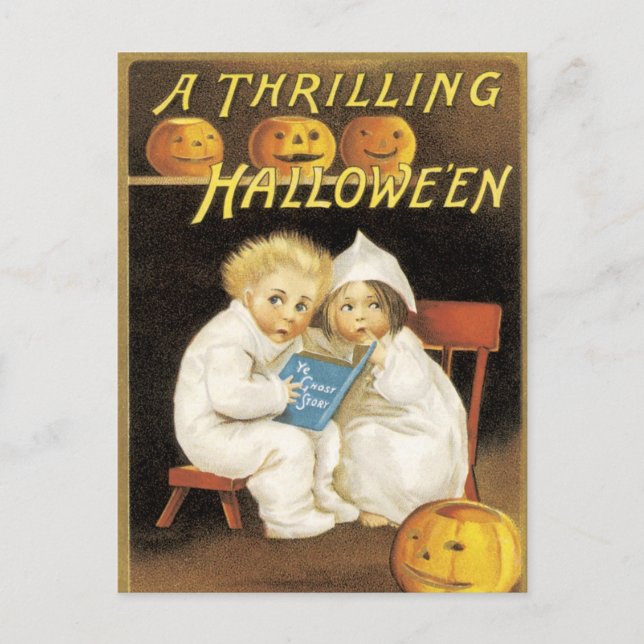 Carte Postale Ancien Halloween Ghost Story Enfants (Devant)