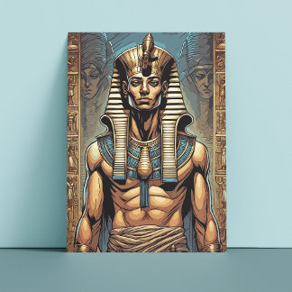 Carte Postale Ancien pharaon égyptien dans le temple