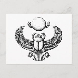 Carte Postale Ancien Scarab égyptien noir et blanc