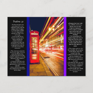 Carte Postale Ancien stand de téléphone avec Psaumes chapitre 91