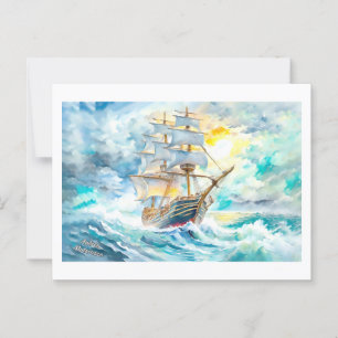 Carte Postale Ancien voilier dans la tempête