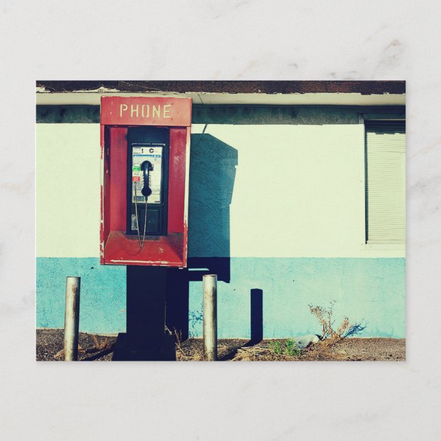 Carte Postale Ancienne boîte téléphonique rouge (Devant)