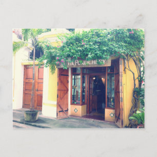 Carte Postale Ancienne boutique vintage colonie française Pondic