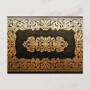 Carte Postale Ancienne couverture de livre en cuir