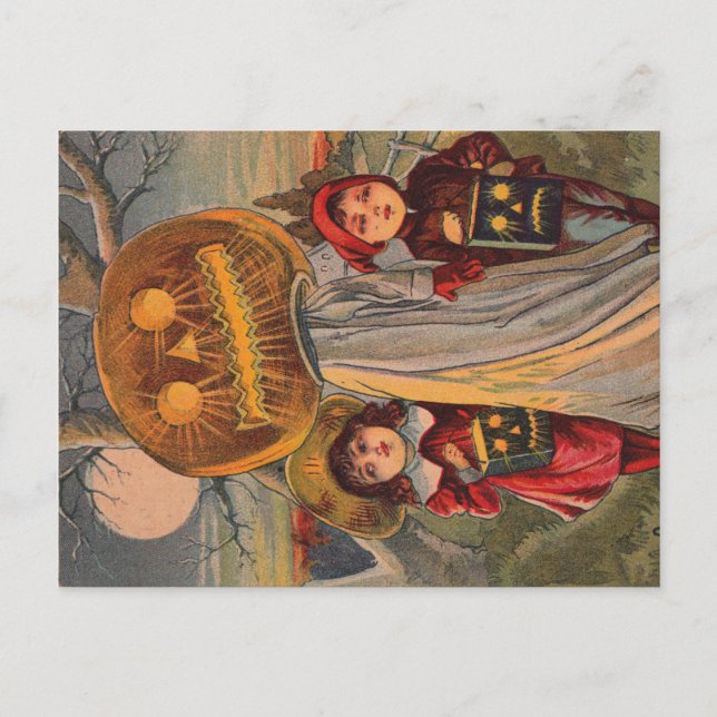 Carte postale ancienne d'annonce d'Halloween pour  (Devant)