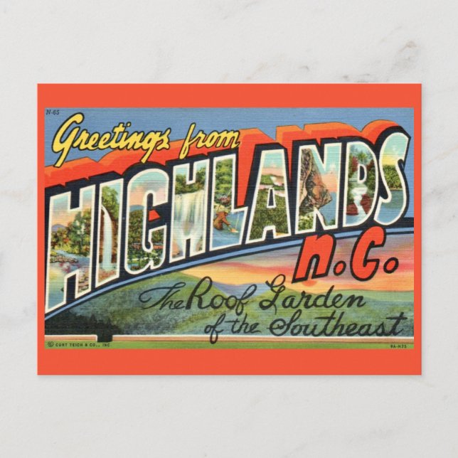 Carte postale ancienne de Highlands NC (Devant)