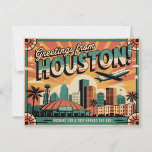 Carte postale ancienne de Houston Salutations de