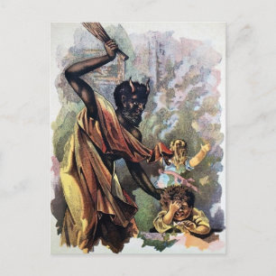 Carte postale ancienne de l'enfant punissant diabl