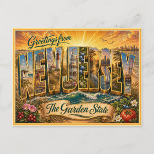 Carte postale ancienne de salutation du New Jersey