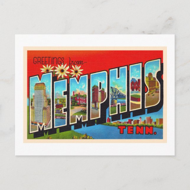 Carte postale ancienne grande lettre de Memphis Te (Devant)