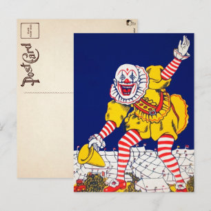 Carte postale ancienne publicité clown
