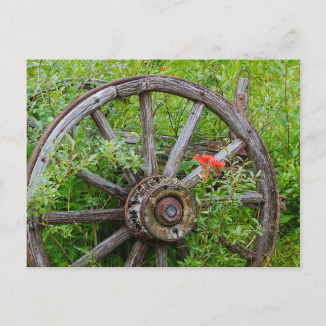 Carte Postale Ancienne roue de wagon dans la vieille ville histo (Devant)