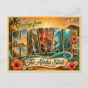 Carte postale ancienne : Salutation d'Hawaï