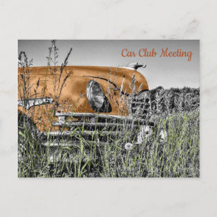 Carte Postale Ancienne voiture de cuivre abandonnée dans une car