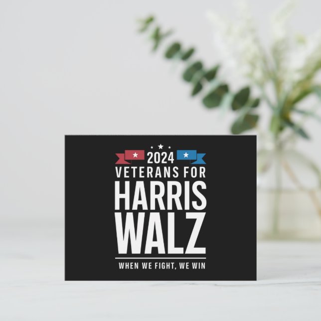 Carte Postale Anciens Combattants Pour Harris Walz Présidentiell (Debout devant)