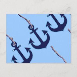 Carte Postale ancre bleu marine
