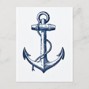 Carte Postale Ancre bleu marine
