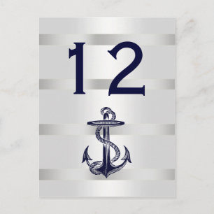 Carte Postale Ancre Bleue de la Marine Marine Bleue Blanc BG V N