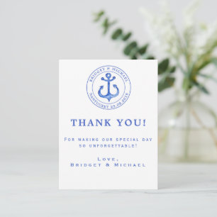 Carte Postale Ancre bleue marine   MERCI MARIAGE