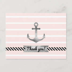 Carte Postale Ancre d'aquarelle rose pâle Texte personnalisé