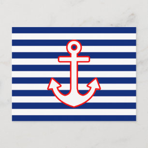 Carte Postale Ancre de style nautique sur les bandes