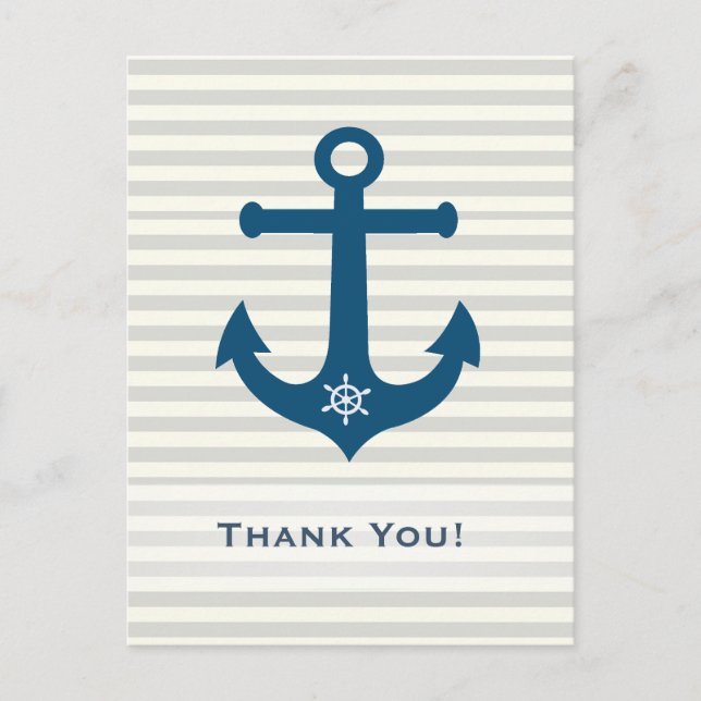 Carte Postale Ancre et bateaux roues rayures -Merci (Devant)