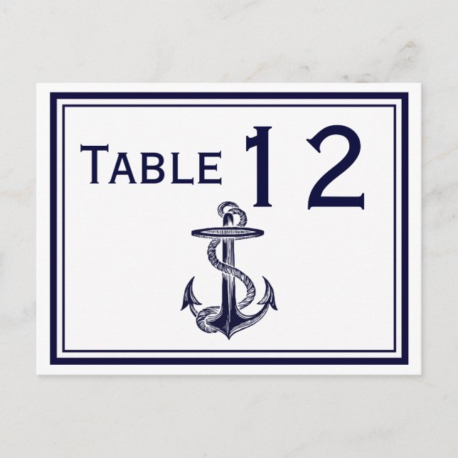 Carte Postale Ancre marine bleu encadré 2H Numéro de tableau (Devant)