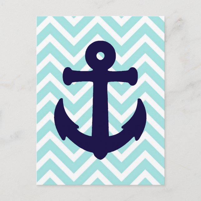 Carte postale Ancre marine Chevron bleu clair 2 (Devant)
