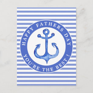 Carte postale Ancre marine Fête des pères rayée
