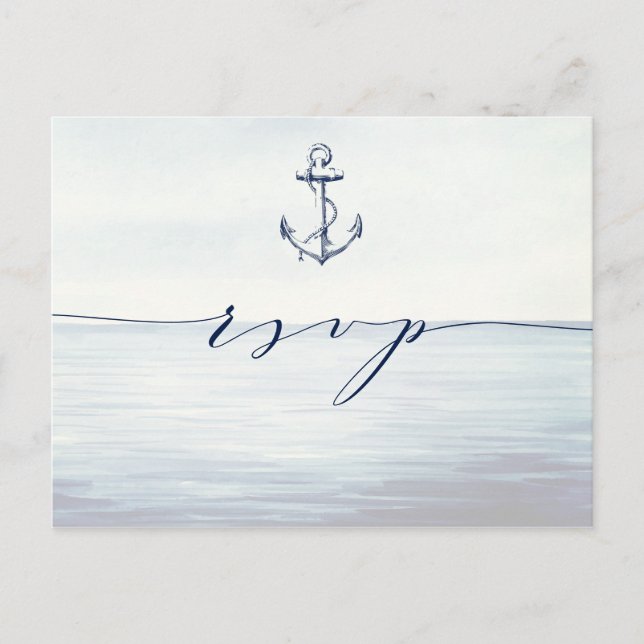 Carte Postale Ancre nautique Aquarelle Ocean Meal Choice RSVP (Devant)