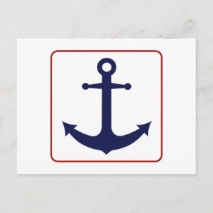 Carte Postale Ancre nautique - Blanc rouge et Bleu