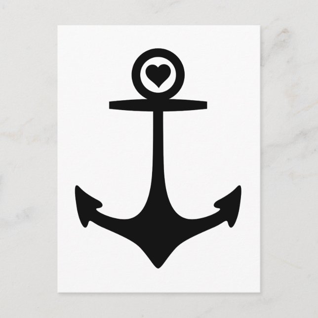 Carte Postale Ancre noire avec coeur (Devant)