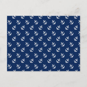Carte Postale Ancres blanches sur bleu marine