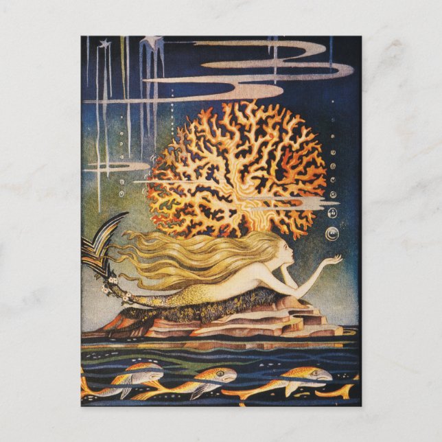 Carte Postale Andersen : Dessin de petite sirène (Devant)