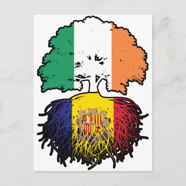 Carte Postale Andorre Andorre Irlande Irlande Arbre Drapeau (Devant)